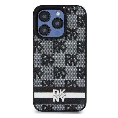 Zadní kryt DKNY PU Leather Checkered Pattern and Stripe pro Apple iPhone 12/12 Pro, černá