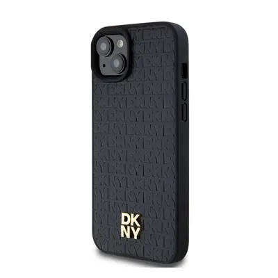 Zadní kryt DKNY PU Leather Repeat Pattern Stack Logo Magsafe pro Apple iPhone 13, černá