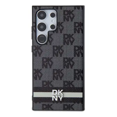 Zadní kryt DKNY PU Leather Checkered Pattern and Stripe pro Samsung Galaxy S24 Ultra, černá