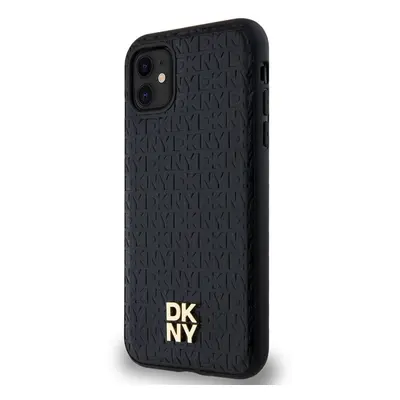 Zadní kryt DKNY PU Leather Repeat Pattern Stack Logo Magsafe pro Apple iPhone 11, černá