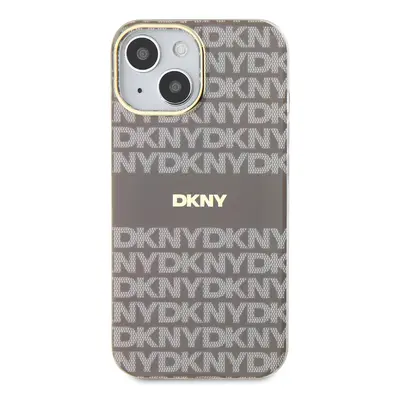 Zadní kryt DKNY PC/TPU Repeat Pattern Tonal Stripe Magsafe pro Apple iPhone 13, béžová