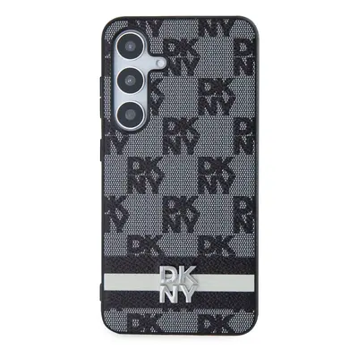 Zadní kryt DKNY PU Leather Checkered Pattern and Stripe pro Samsung Galaxy S24, černá