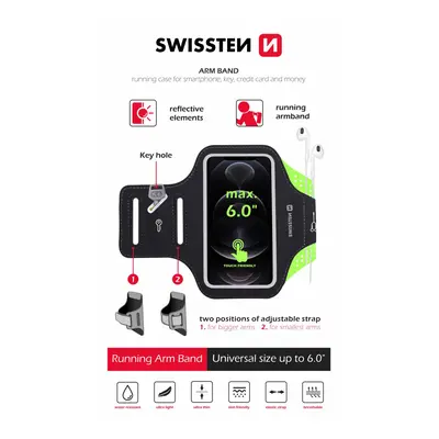 Sportovní pouzdro na ruku SWISSTEN ARMBAND CASE vel. 6,0", černá