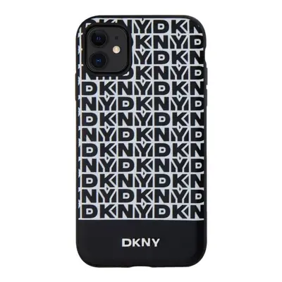 Zadní kryt DKNY PU Leather Repeat Pattern Bottom Stripe MagSafe pro Apple iPhone 11, černá