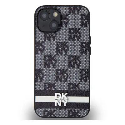 Zadní kryt DKNY PU Leather Checkered Pattern and Stripe pro Apple iPhone 13, černá