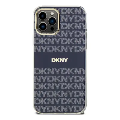 Zadní kryt DKNY PC/TPU Repeat Pattern Tonal Stripe Magsafe pro Apple iPhone 12/12 Pro, modrá