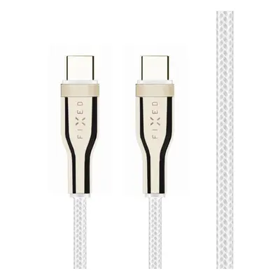 Nabíjecí a datový opletený kabel FIXED s konektory USB-C/USB-C a podporou PD, 1.2 m, USB 2.0, 10