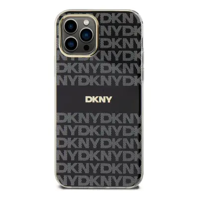 Zadní kryt DKNY PC/TPU Repeat Pattern Tonal Stripe Magsafe pro Apple iPhone 12/12 Pro, černá