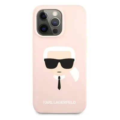 Zadní kryt Karl Lagerfeld Liquid Silicone Karl Head KLHCP13LSLKHP pro Apple iPhone 13 Pro, růžov