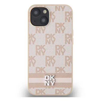 Zadní kryt DKNY PU Leather Checkered Pattern and Stripe pro Apple iPhone 13, růžová