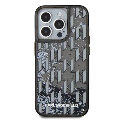 Zadní kryt Karl Lagerfeld Liquid Glitter Monogram Gradient pro Apple iPhone 15 Pro, černá