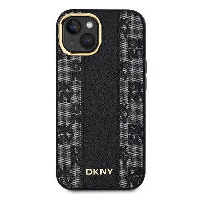 Zadní kryt DKNY PU Leather Checkered Pattern MagSafe pro Apple iPhone 15, černá