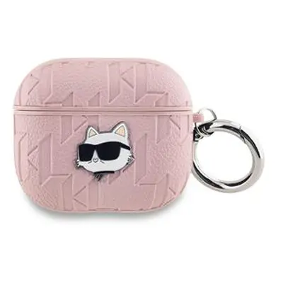 Pouzdro Karl Lagerfeld PU Embossed Choupette Head pro AirPods Pro, růžová