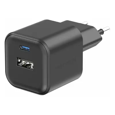 SWISSTEN SÍŤOVÝ ADAPTÉR 12W 1x USB-C + 1x USB-A ČERNÝ