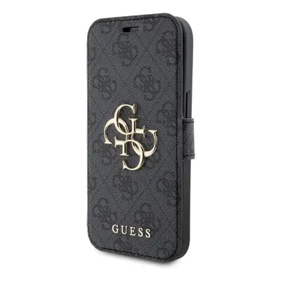 Flipové pouzdro Guess PU Leather 4G Metal Logo Book pro Apple iPhone 15, šedá