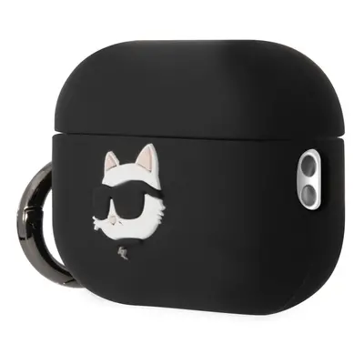 Silikonové pouzdro Karl Lagerfeld 3D Logo Choupette pro Airpods Pro2, black