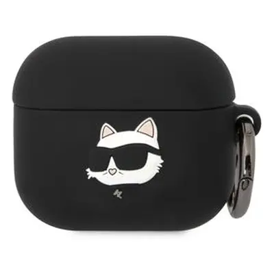 Silikonové pouzdro Karl Lagerfeld 3D Logo Choupette pro Airpods 3, black