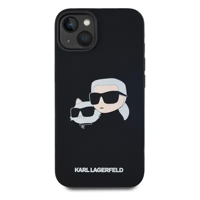 Zadní kryt Karl Lagerfeld Liquid Silicone Double Heads Magsafe pro Apple iPhone 14, černá