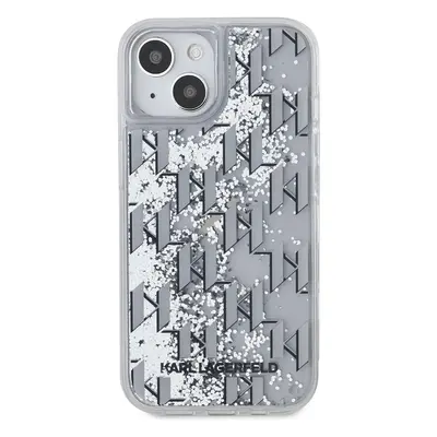 Zadní kryt Karl Lagerfeld Liquid Glitter Monogram Gradient pro Apple iPhone 15, bílá