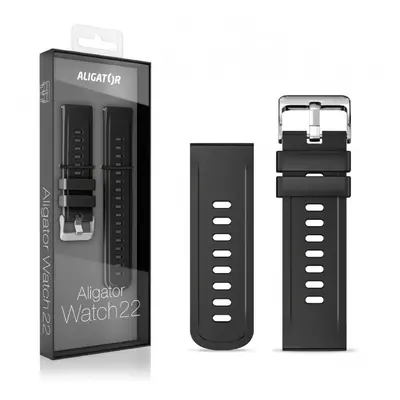 Silikonový řemínek ALIGATOR 22mm, černá