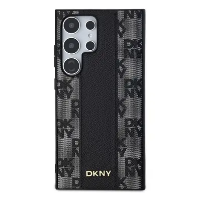 Zadní kryt DKNY PU Leather Checkered Pattern MagSafe pro Samsung Galaxy S24 Ultra, černá