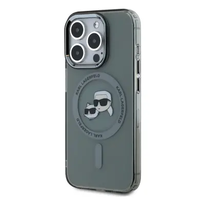 Zadní kryt Karl Lagerfeld IML K&CH Heads Metal Frame MagSafe pro Apple iPhone 15 Pro, černá