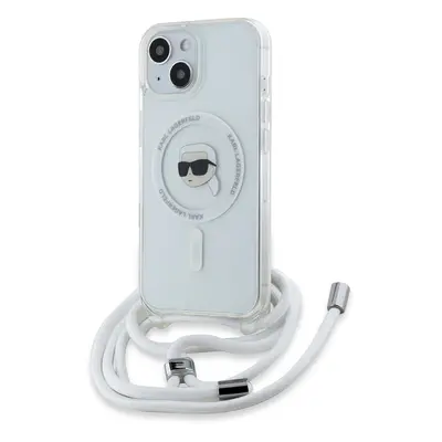 Zadní kryt Karl Lagerfeld IML Crossbody Karl Head MagSafe pro Apple iPhone 15, transparentní