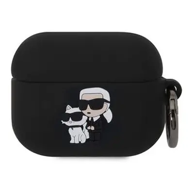 Silikonové pouzdro Karl Lagerfeld 3D Logo NFT Karl and Choupette pro AirPods 3, černá