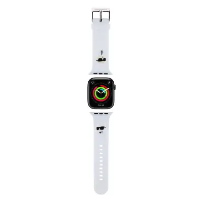 Řemínek Karl Lagerfeld Karl and Choupette Head NFT pro Apple Watch 42/44/45/49, bílá