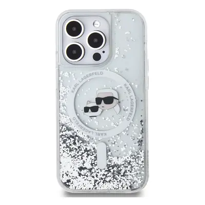 Zadní kryt Karl Lagerfeld Liquid Glitter Karl and Choupette Heads MagSafe pro Apple iPhone 13 Pr