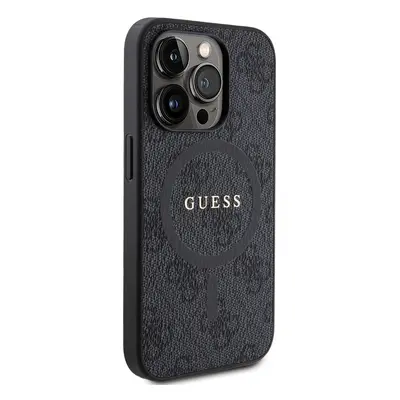 Zadní kryt Guess PU Leather 4G Colored Ring MagSafe pro Apple iPhone 15 Pro, černá