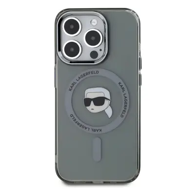 Zadní kryt Karl Lagerfeld IML Karl Head Metal Frame MagSafe pro Apple iPhone 15 Pro, černá