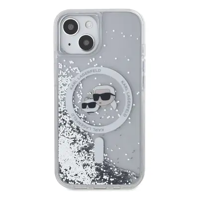 Zadní kryt Karl Lagerfeld Liquid Glitter Karl and Choupette Heads MagSafe pro Apple iPhone 15, t