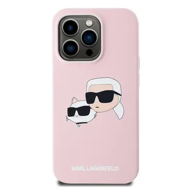 Zadní kryt Karl Lagerfeld Liquid Silicone Double Heads Magsafe pro Apple iPhone 14 Pro Max, růžo