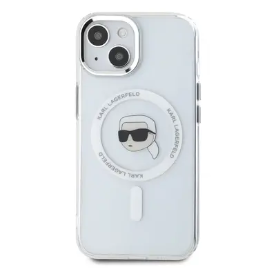 Zadní kryt Karl Lagerfeld IML Karl Head Metal Frame MagSafe pro Apple iPhone 15, transparentní