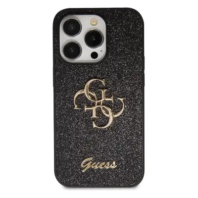 Zadní kryt Guess PU Fixed Glitter 4G Metal Logo pro Apple iPhone 15 Pro Max, černá