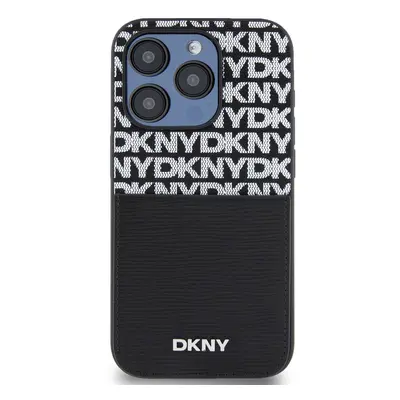 Zadní kryt DKNY PU Leather Repeat Pattern Card Pocket pro Apple iPhone 14 Pro Max, černá