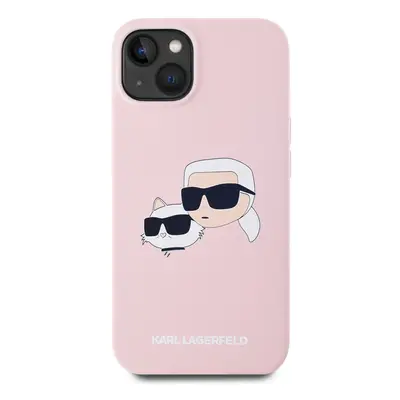 Zadní kryt Karl Lagerfeld Liquid Silicone Double Heads Magsafe pro Apple iPhone 14, růžová