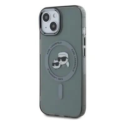 Zadní kryt Karl Lagerfeld IML K&CH Heads Metal Frame MagSafe pro Apple iPhone 15, černá