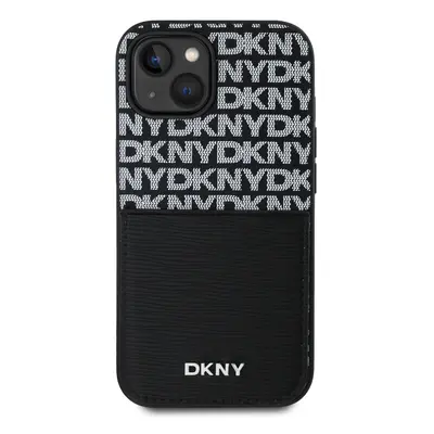 Zadní kryt DKNY PU Leather Repeat Pattern Card Pocket pro Apple iPhone 15, černá