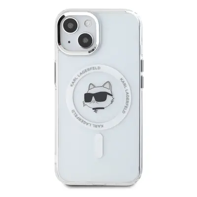 Zadní kryt Karl Lagerfeld IML Choupette Head Metal Frame MagSafe pro Apple iPhone 15, transparen