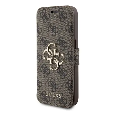 Flipové pouzdro Guess PU Leather 4G Metal Logo Book pro Apple iPhone 15 Pro Max, hnědá