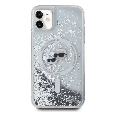 Zadní kryt Karl Lagerfeld Liquid Glitter Karl and Choupette Heads MagSafe pro Apple iPhone 11, t