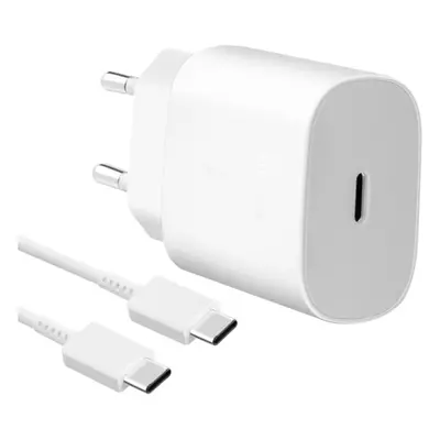 Cestovní nabíječka Samsung EP-TA800EWE + EP-DA905BWE, USB-C, 25W, white/bílá (OOB BULK)