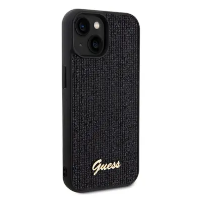 Zadní kryt Guess PU Square Mirror Script Logo pro Apple iPhone 15, černá