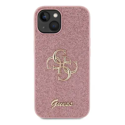 Zadní kryt Guess PU Fixed Glitter 4G Metal Logo pro Apple iPhone 13, růžová