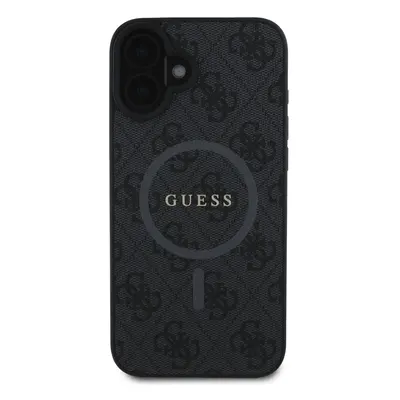 Zadní kryt Guess PU Leather 4G Colored Ring MagSafe pro Apple iPhone 16 Plus, černá