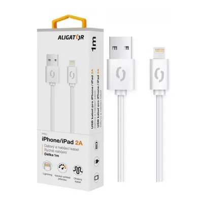 Datový kabel ALIGATOR 2A iPhone lightning 1m, white