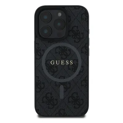 Zadní kryt Guess PU Leather 4G Colored Ring MagSafe pro Apple iPhone 16 Pro, černá