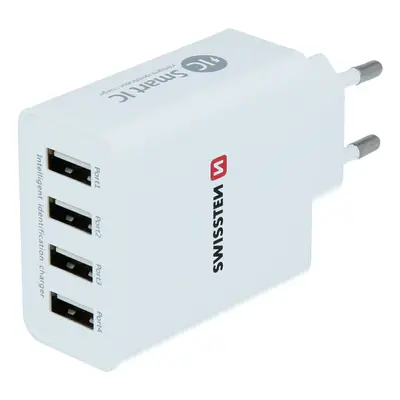 SWISSTEN SÍŤOVÝ ADAPTÉR SMART IC 4x USB 5A POWER, BÍLÁ